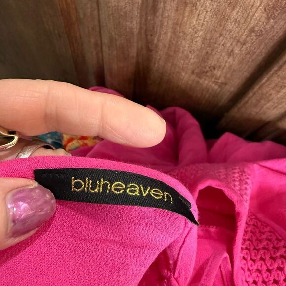 Pink Swim Coverup with Embroidery Cold Shoulder - Picture 7 of 9